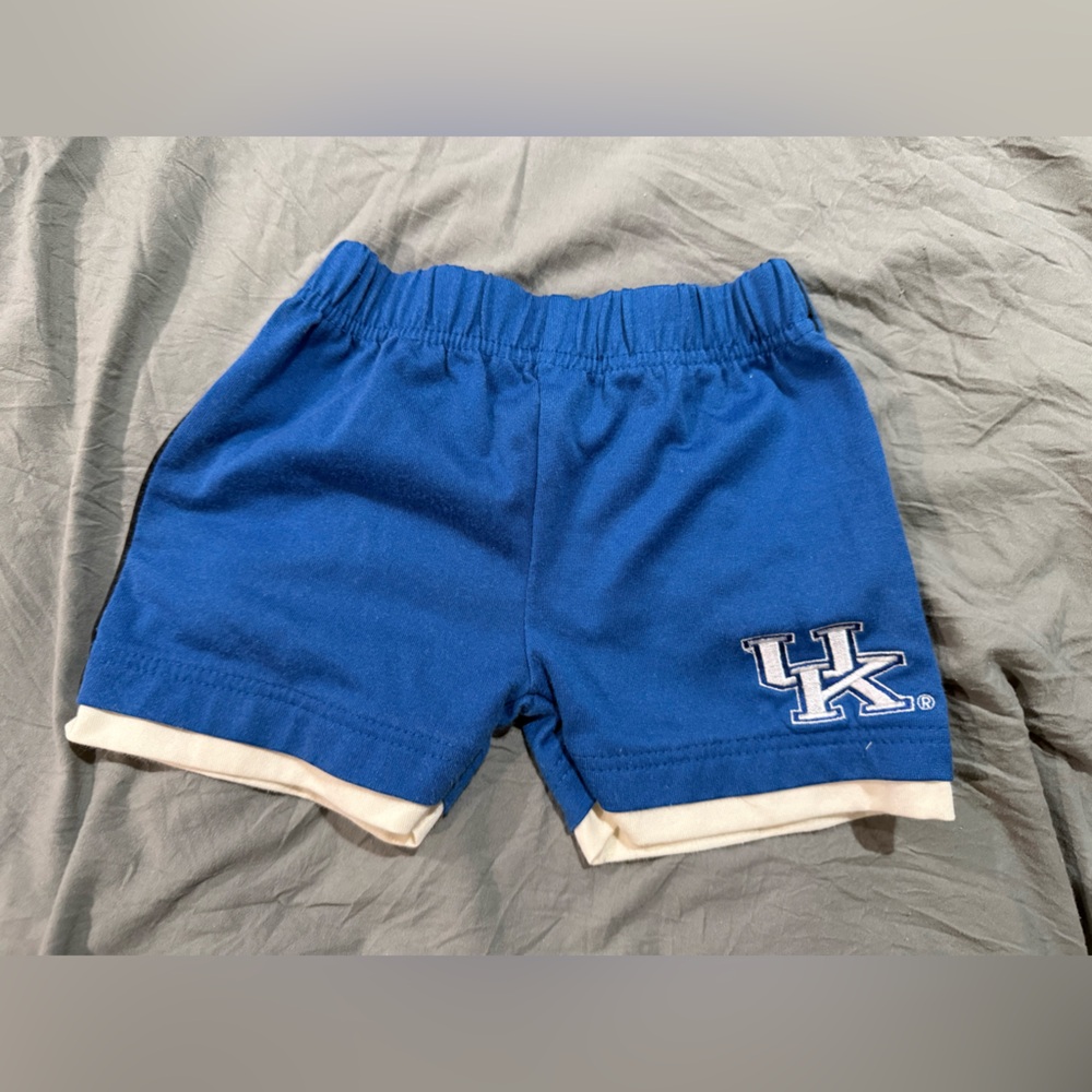 Baby Vintage Blue Athletic Shorts with White Trim - UK Logo